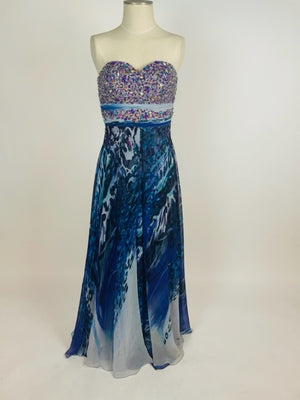 Multi-color Stoned Top Evening Gown 1015