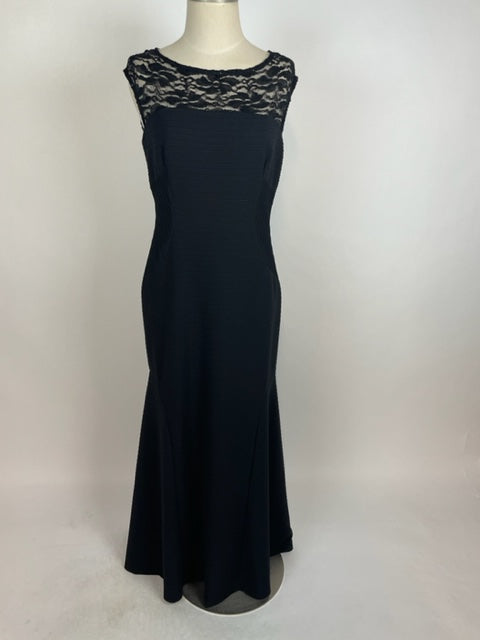 Black Lace Top Evening Gown 1027