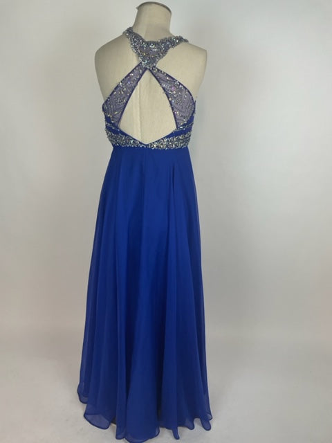 Royal Blue with Stone Top Evening Gown 1037