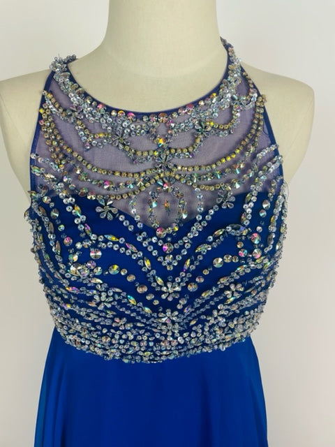 Royal Blue with Stone Top Evening Gown 1037