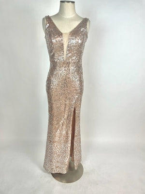 Rose Gold Fully Sequin Evening Gown 1044