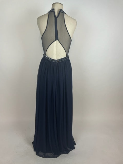 Navy Evening Gown with Stone Top 1045