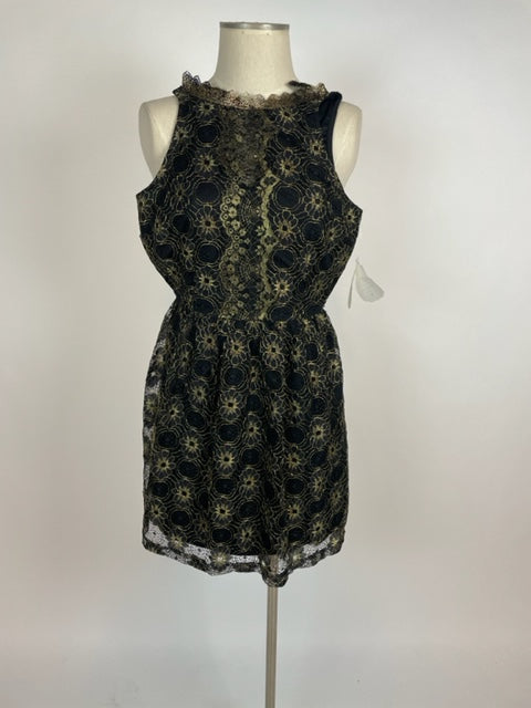 Black Gold Lace Dress 1048