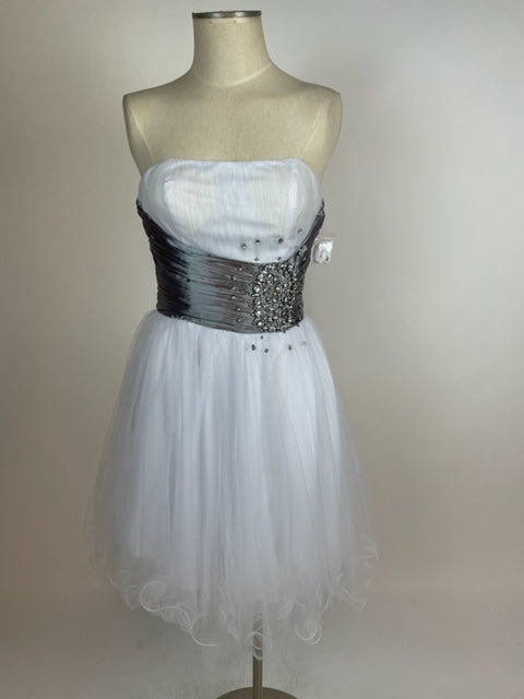 White Silver Stone Top Cocktail Dress 1052
