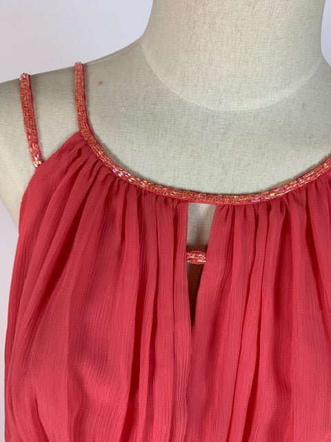 Coral Dress with Bugle Beads 1059