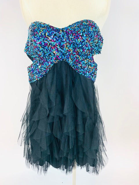 Black Multi-color Sequin Top Dress 1065
