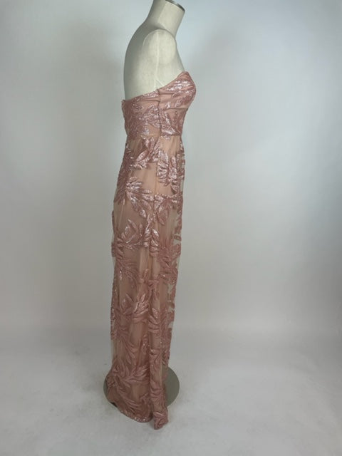 Rose Gold Tan with Sequin Evening Gown 1069