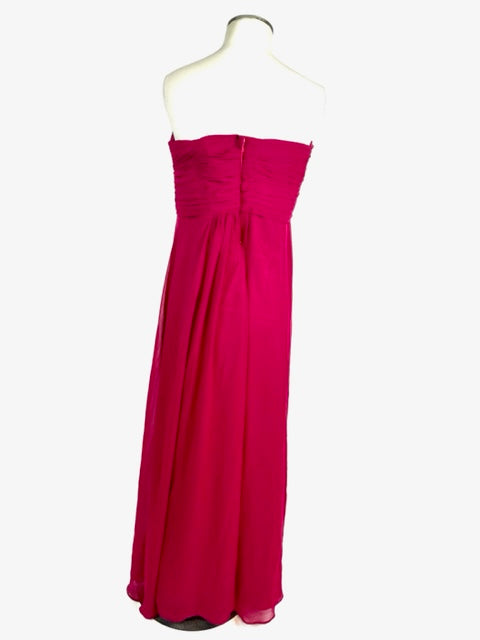 Burgundy Strapless Evening Gown 1084