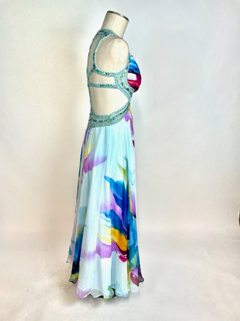Multi-colored Blue Evening Gown 1087