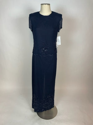 Navy Adrian Papelle Evening Gown 1093