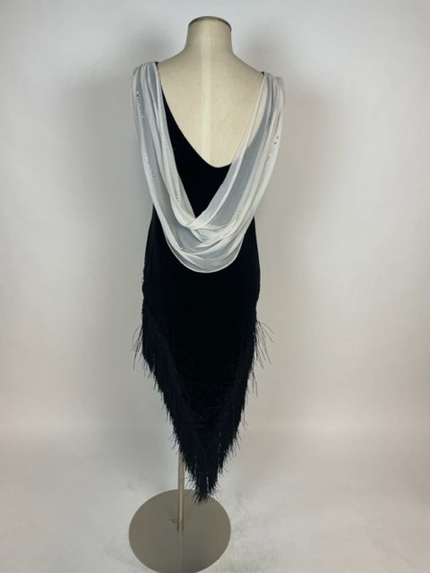 Black & White Velvet Flapper Dress 1097