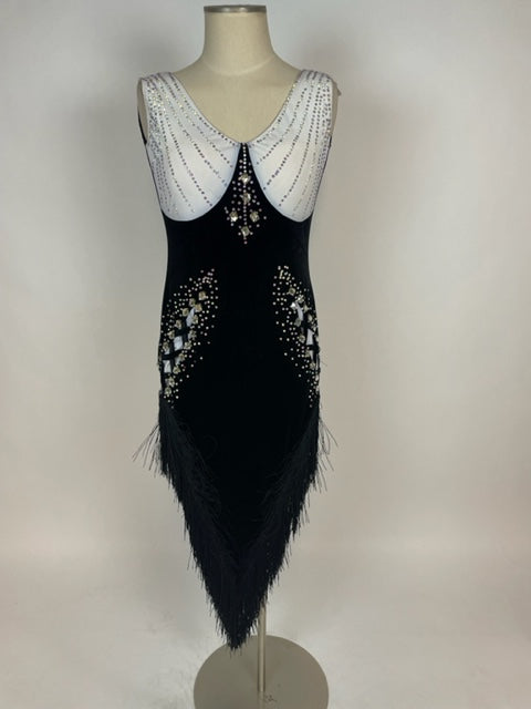 Black & White Velvet Flapper Dress 1097