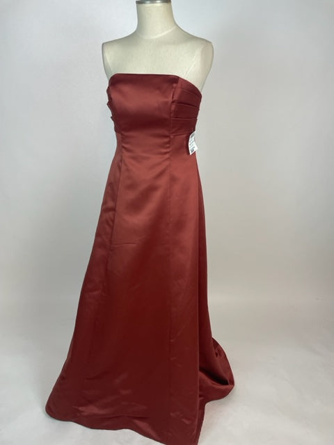Strapless Rust Evening Gown 1115