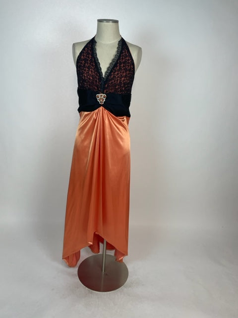 Orange & Black Halter Dress 1119