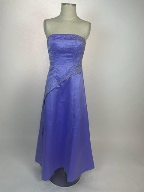 Purple Strapless Gown with Beads 1130