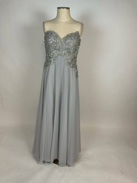 Strapless Gray Jooz Couture Evening Gown 1140