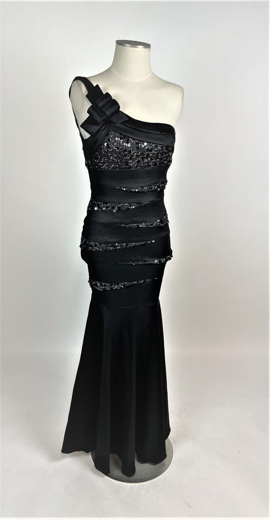 Black Mermaid Sequin Evening Gown 1150