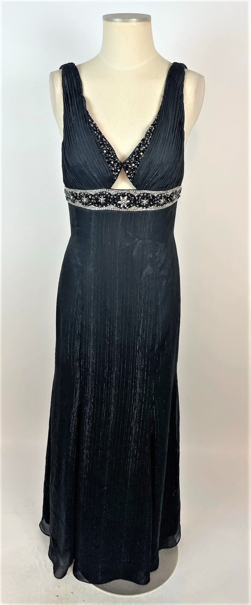 Black Beaded Top Evening Gown 1158