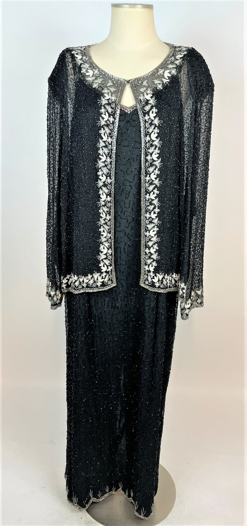 Black Beaded Gown with Jacket 1169