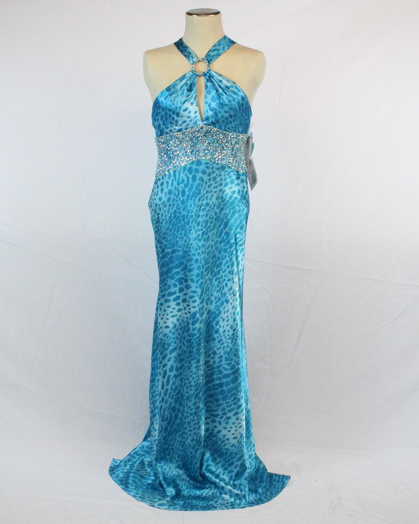 Turquoise Animal Print Gown 582