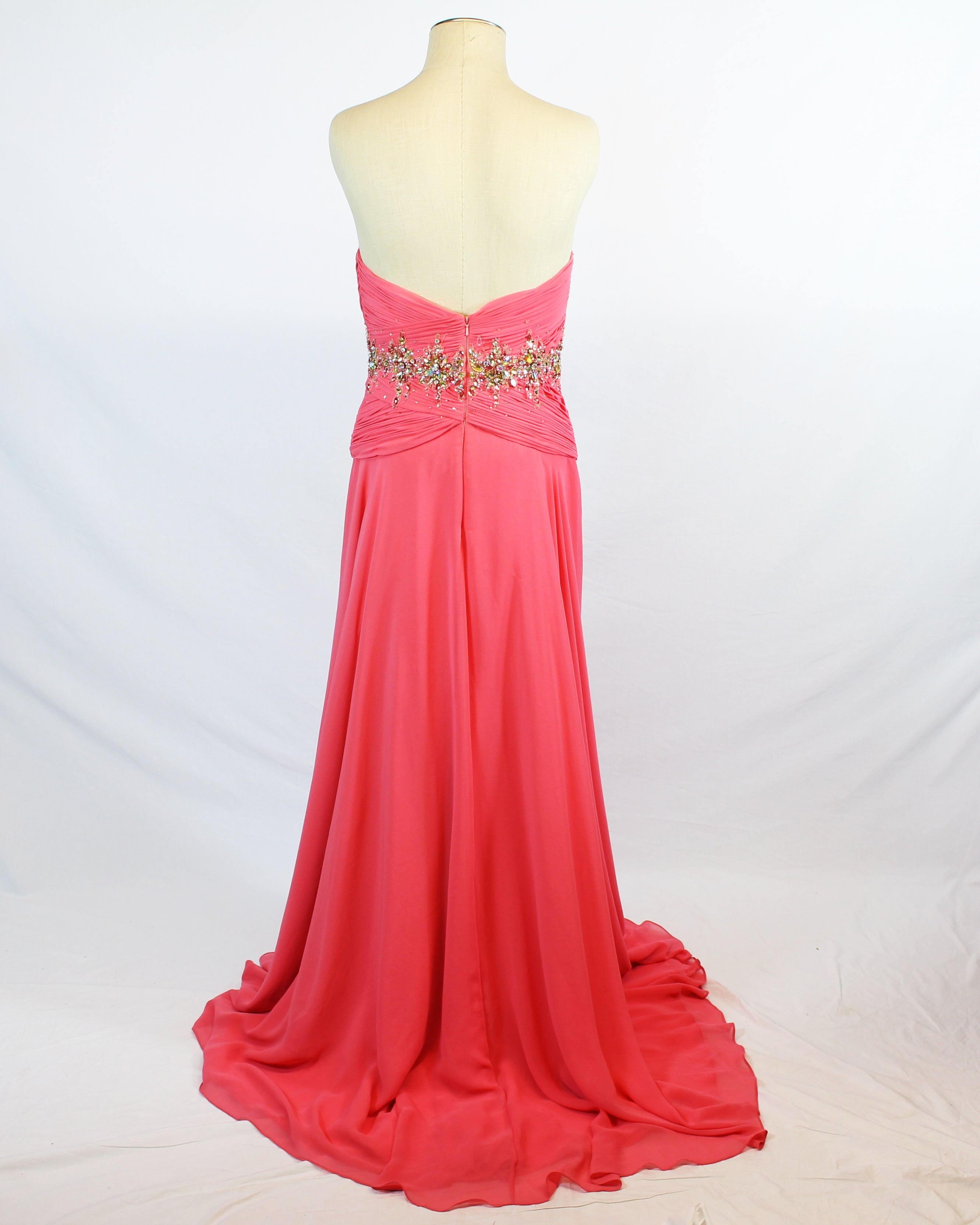 Strapless Coral Tony Bowls Evening Gown 590