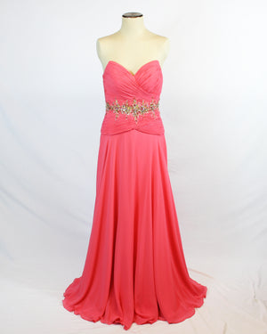 Strapless Coral Tony Bowls Evening Gown 590
