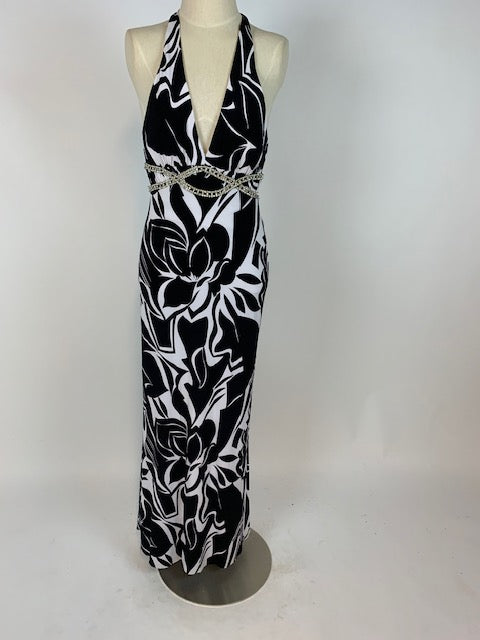 Black & White Swirl Evening Gown 948