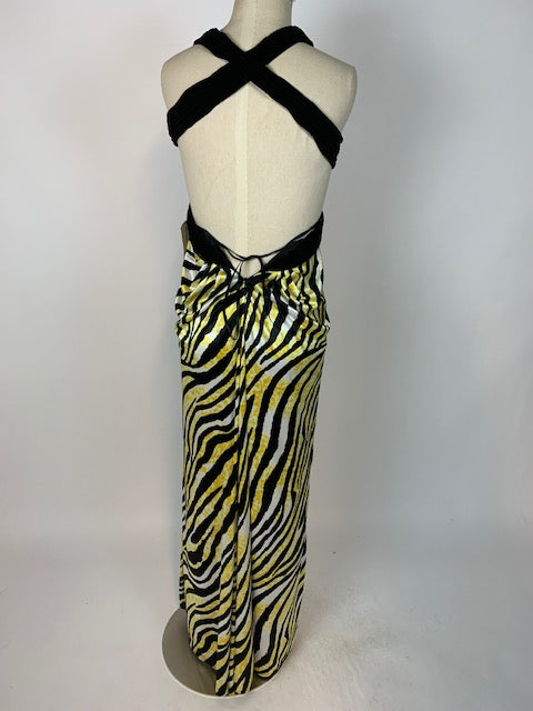 Black Yellow & White Evening Gown 960