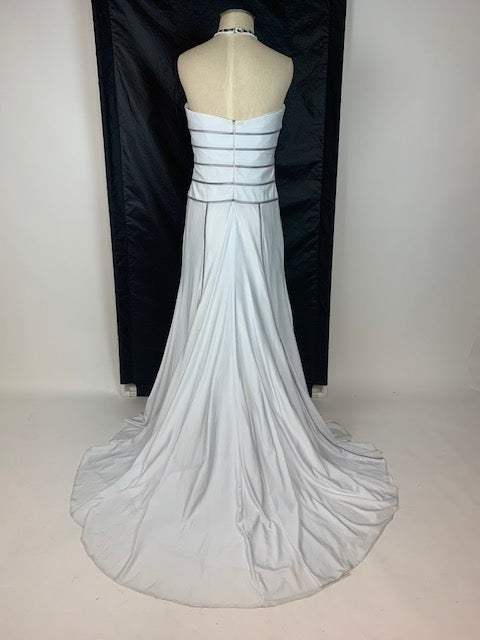 White with Silver Tony Bowls Evening Gown 961