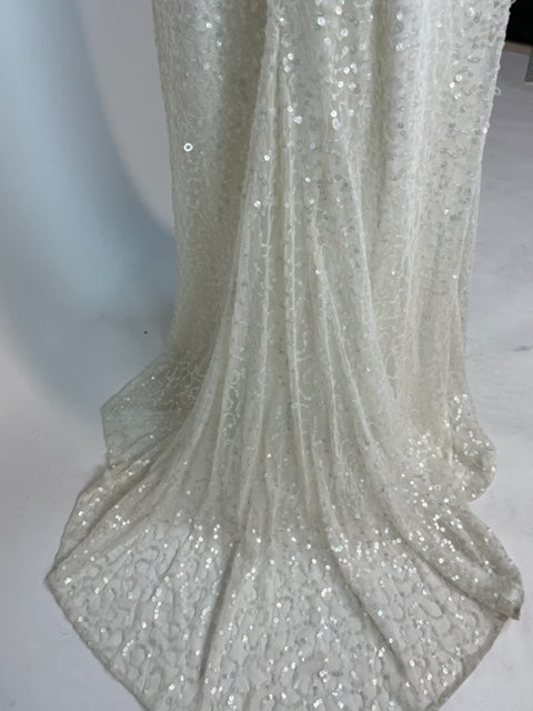 Cream Sequin Evening Gown 985