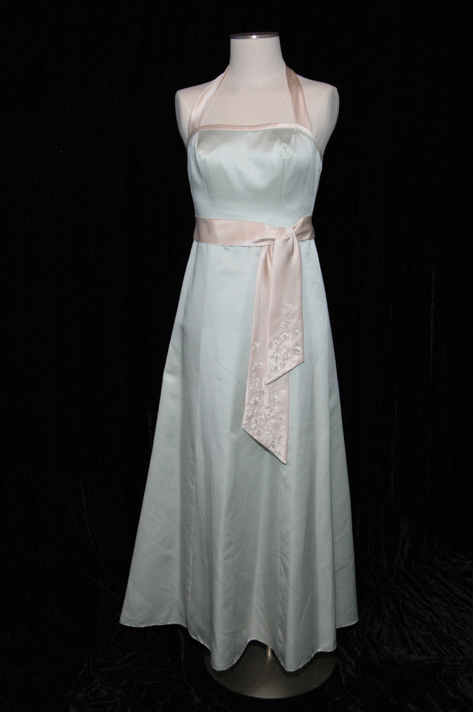 Mint Green "David's Bridal" Gown with Cream Sash 70