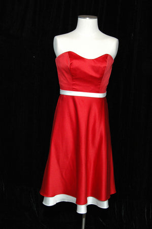 Red "Alfred Angelo" Cocktail Dress with White Trim 102