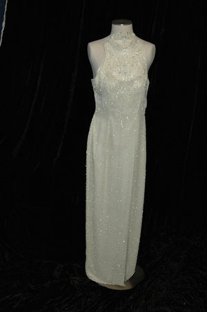 White/ Cream Beaded Full length gown Size 2 27