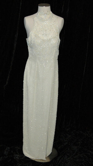Cream fully beaded Evening Gown 27