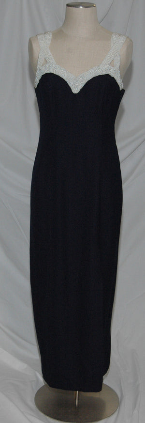 Navy Gown with Pearl Straps 140