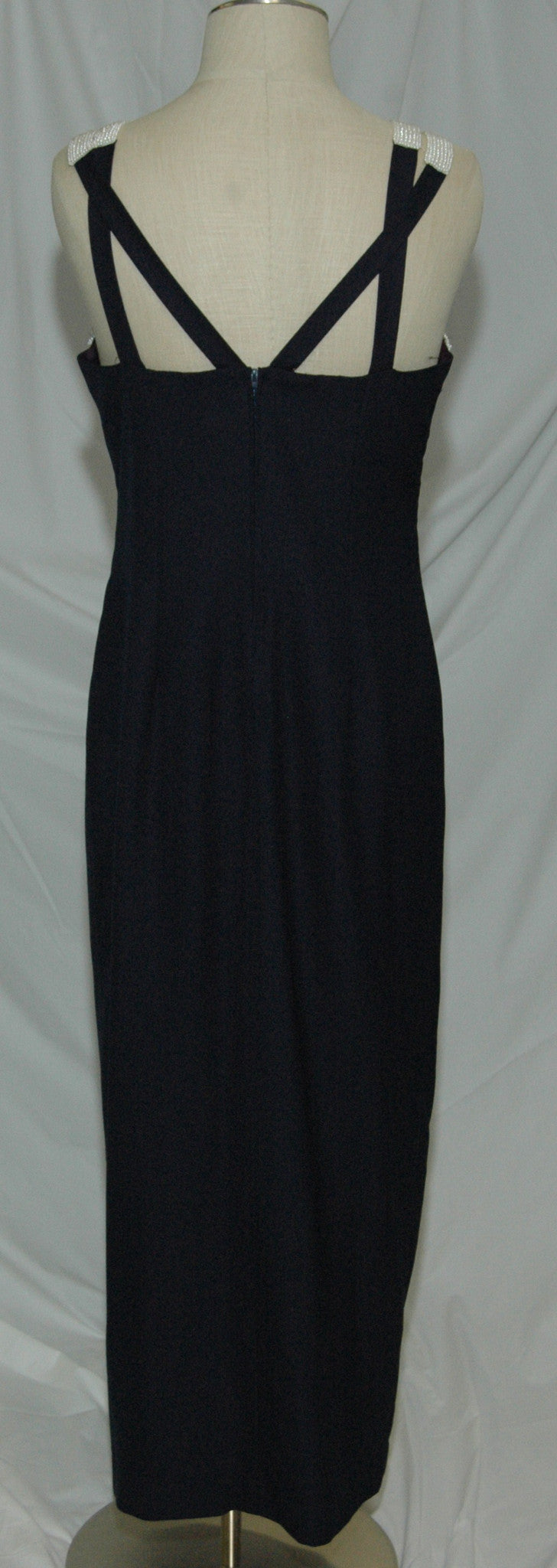 Navy Gown with Pearl Straps 140