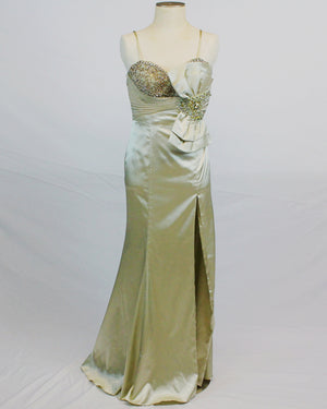 Champagne Green/ Taupe Terani Gown 672
