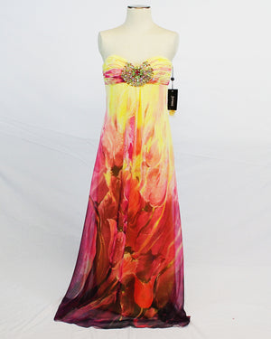 Strapless Multi color flower Jovani Evening Gowns 674