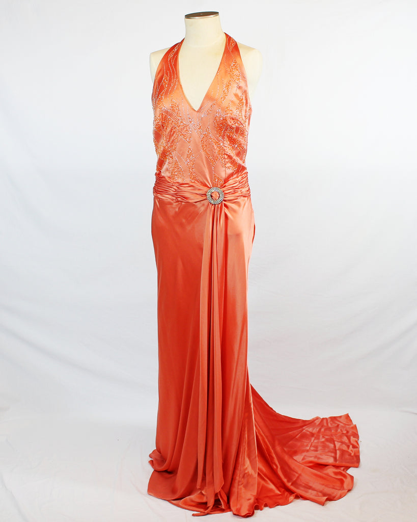 Burnt Orange Jovani Evening Gown 640